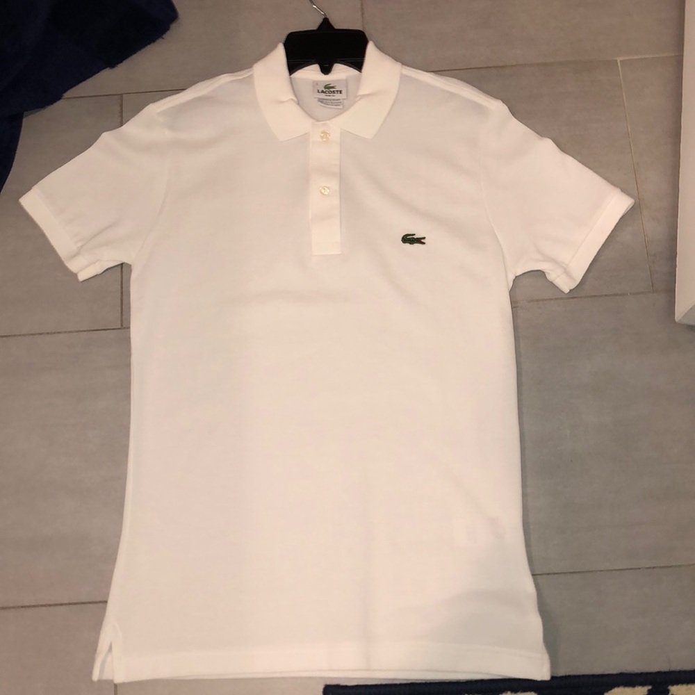Lacoste Mens White Slim Fit Collard Shirt